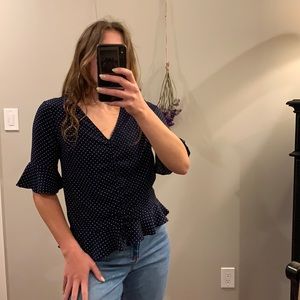 Polka dot blouse with scrunch tie